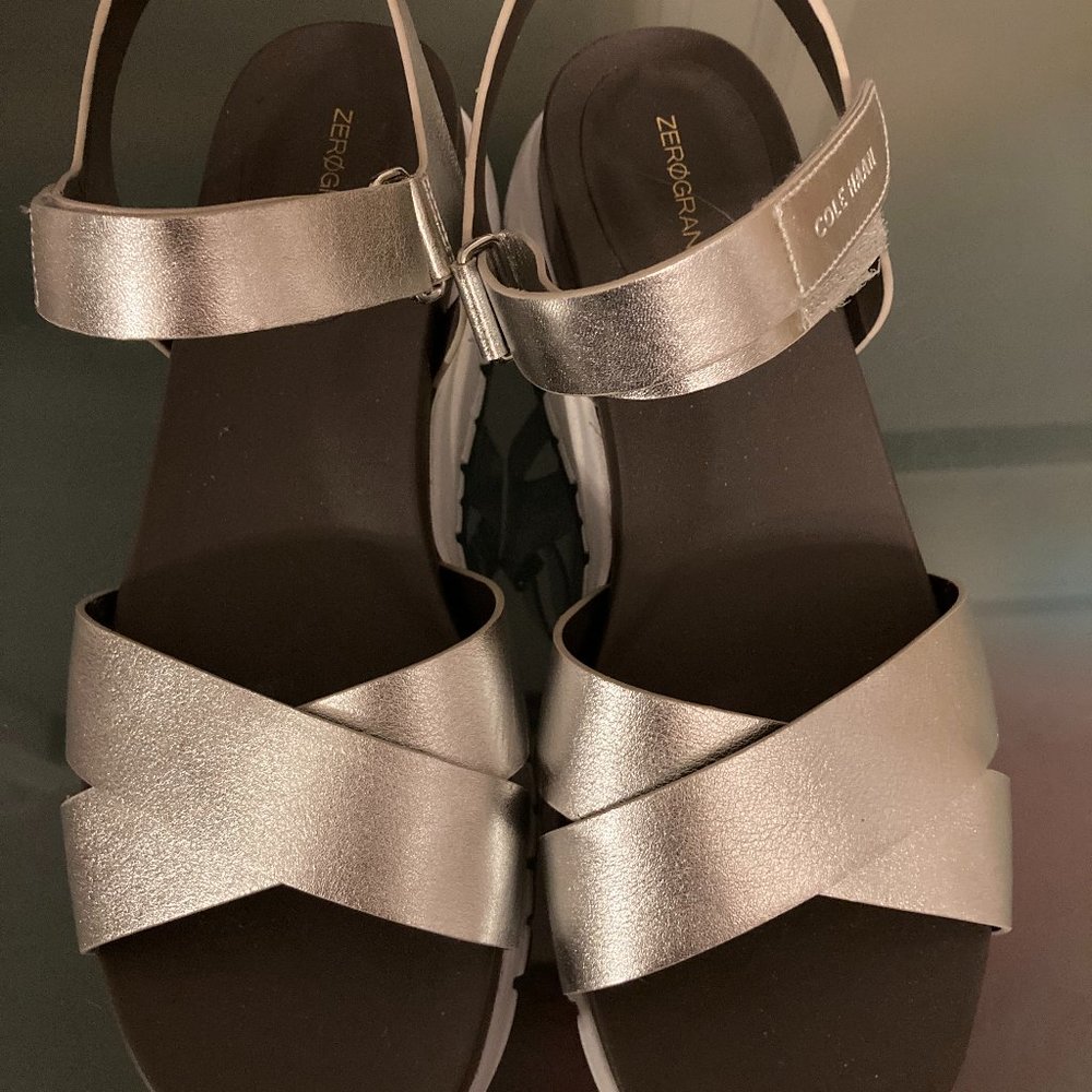 Cole Haan Zero Grand silver metallic sandals sz 10 Great Condition!